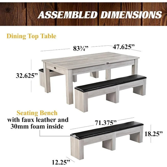 7Ft 3-In-1 Pool Table With Dining Top