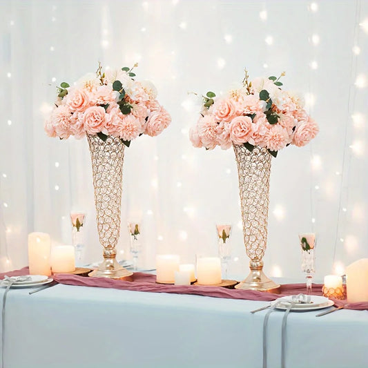 Pair Of 20-Inch Crystal Vases For Celebrations