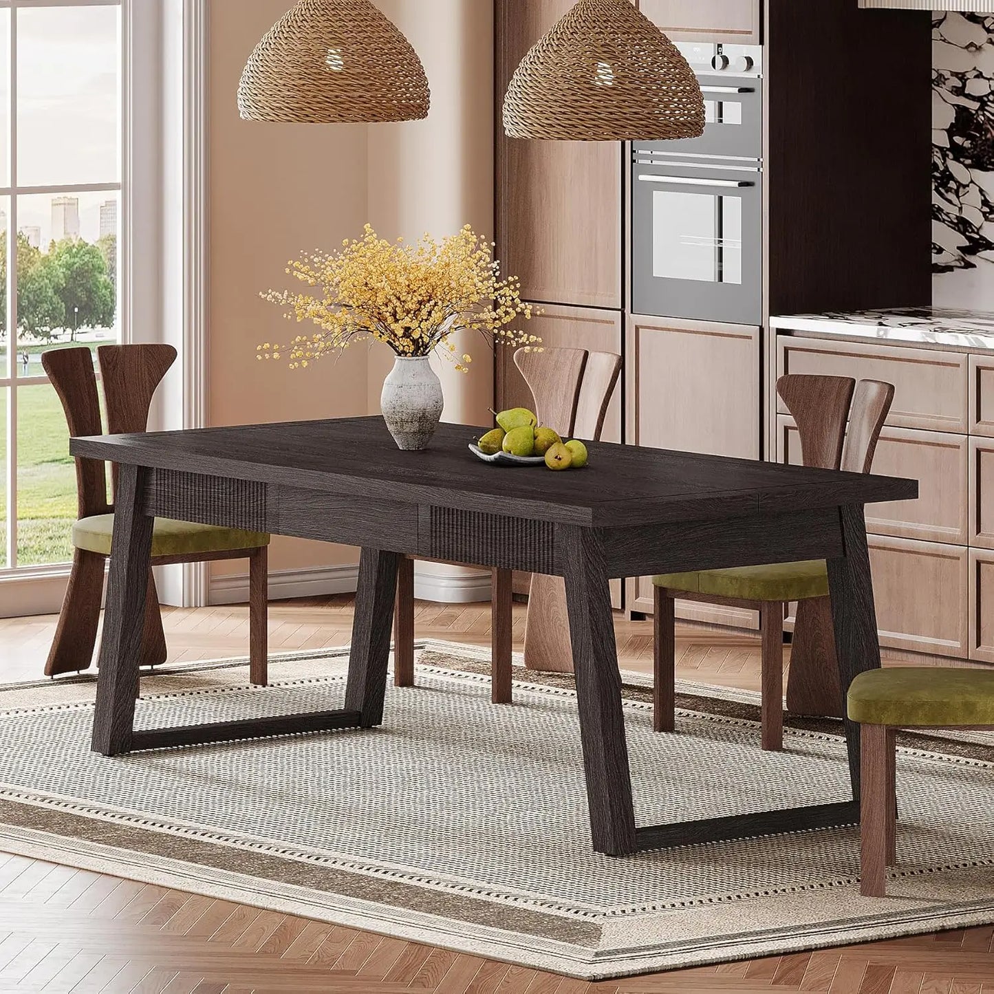 Dining Table with Storage Drawer for Dining Room