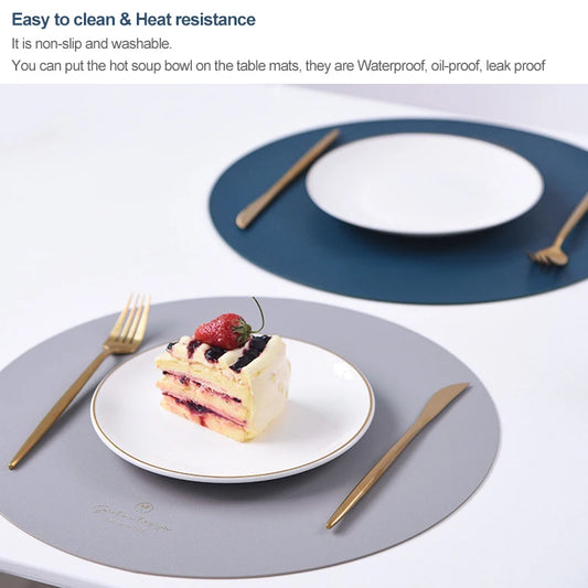 2/4/6-Piece Faux Leather Round Placemats With Coasters