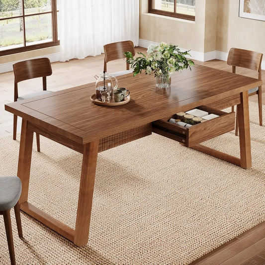 Dining Table with Storage Drawer for Dining Room