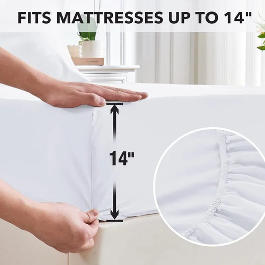 Hotel Luxury 1800 White Sheet Set