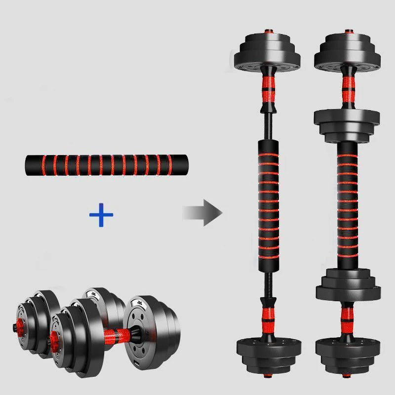 Adjustable 5–44Lb Dumbbell-Barbell Set Anti-Slip Grip