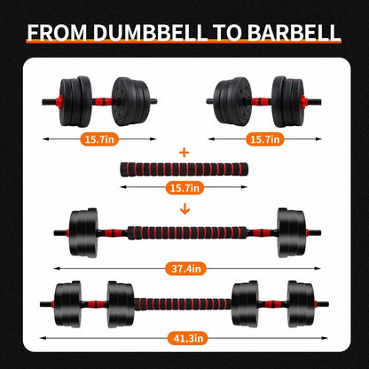 Adjustable 5–44Lb Dumbbell-Barbell Set Anti-Slip Grip