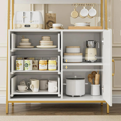 Tall White Gold 4-Tier Bookcase Storage