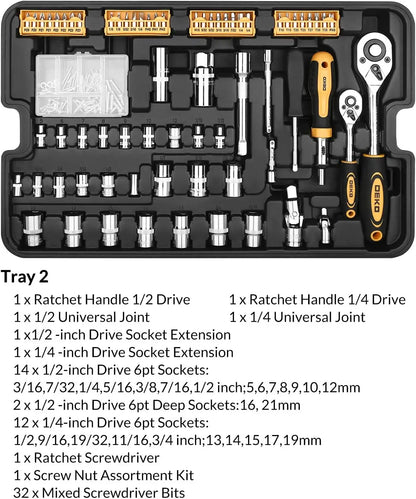 258-Piece Tool Kit with Rolling Toolbox