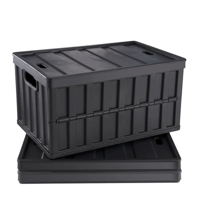 Collapsible Stackable Storage Bins With Folding Lids.