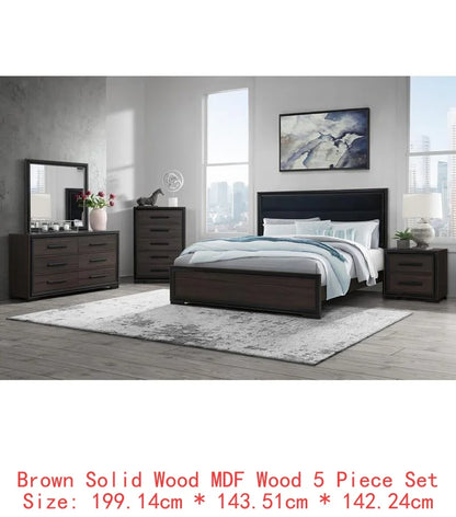 5PC King Bedroom Set Grey & Black