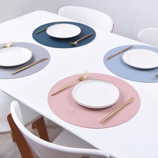 2/4/6-Piece Faux Leather Round Placemats With Coasters
