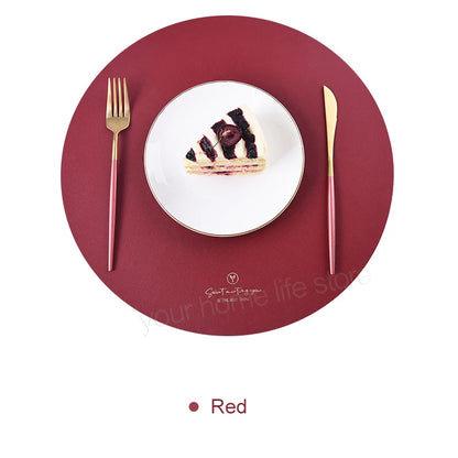 2/4/6-Piece Faux Leather Round Placemats With Coasters
