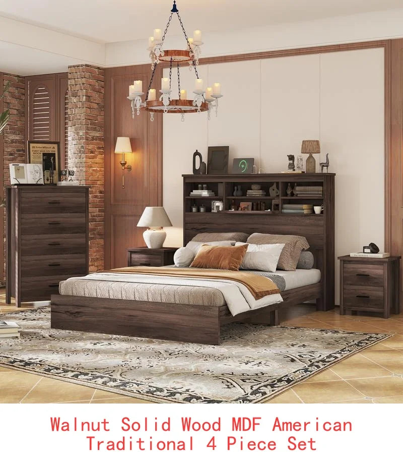 Vintage Queen Bedroom Set With Bed Nightstands Dresser