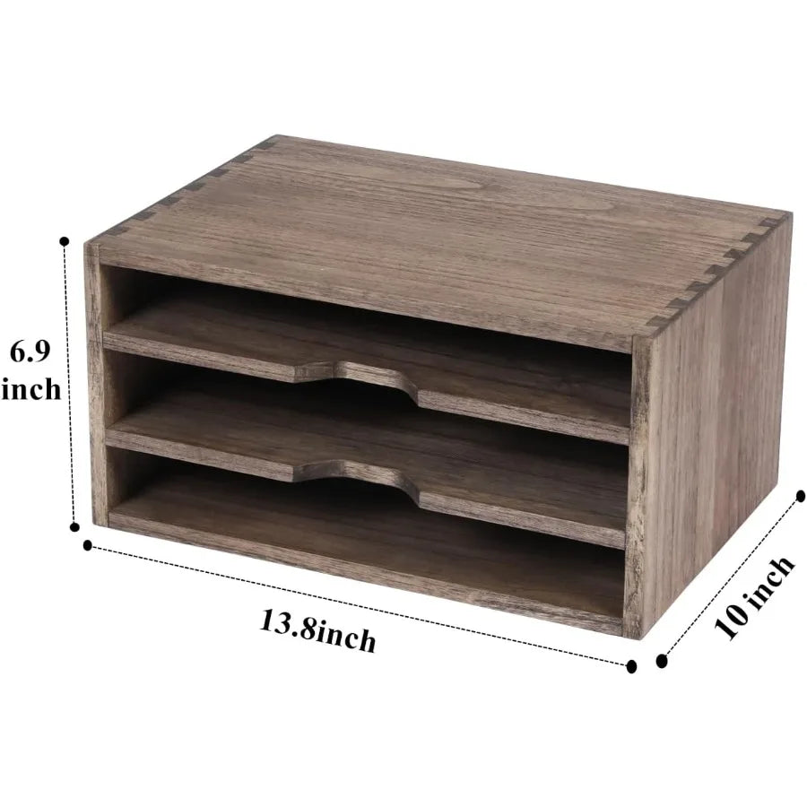 3-Tier Wood Desktop Paper Storage