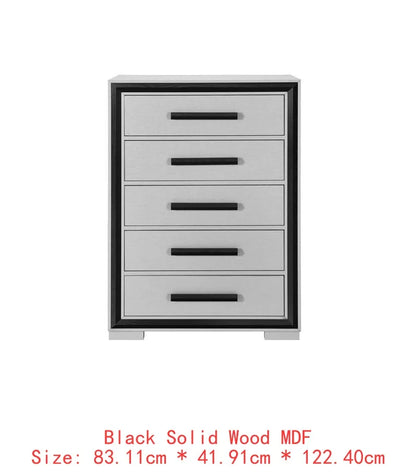 5PC King Bedroom Set Grey & Black