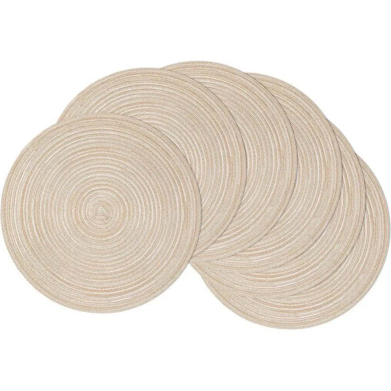 4/2-Piece Round Woven Ramie Table Mats