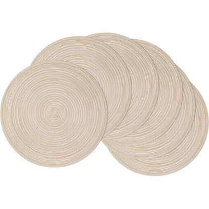 4/2-Piece Round Woven Ramie Table Mats