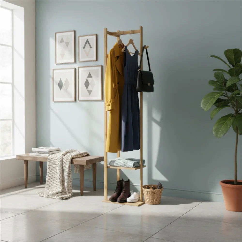 Bamboo Coat Rack Clothes Rack
