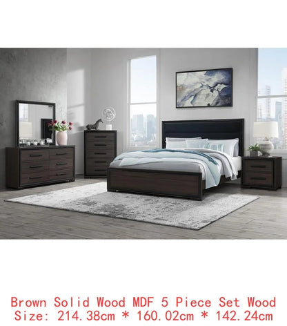 5PC King Bedroom Set Grey & Black