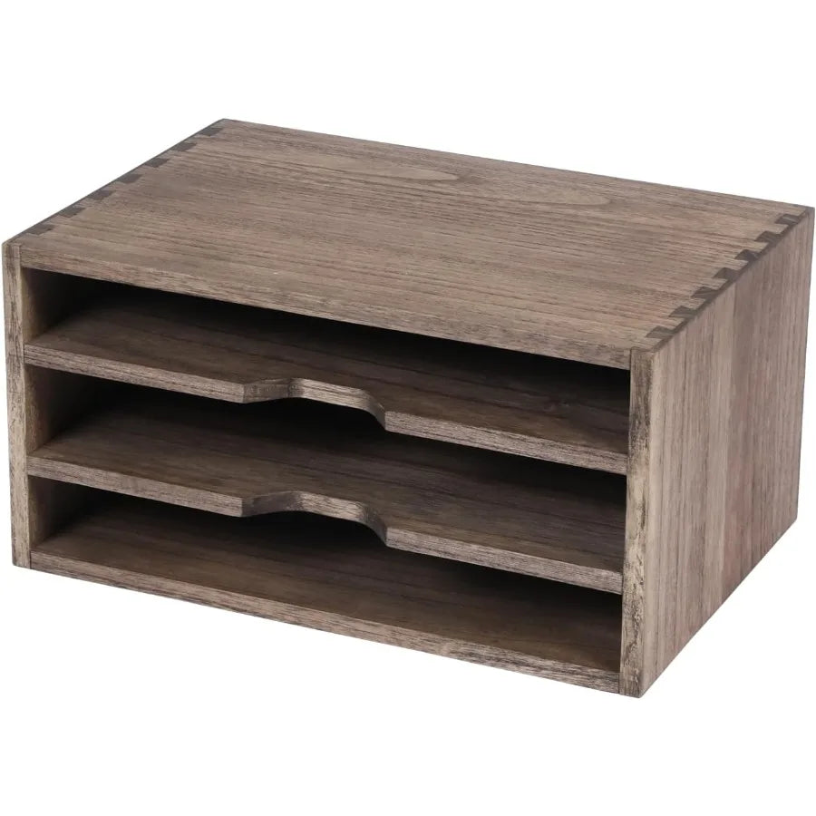 3-Tier Wood Desktop Paper Storage