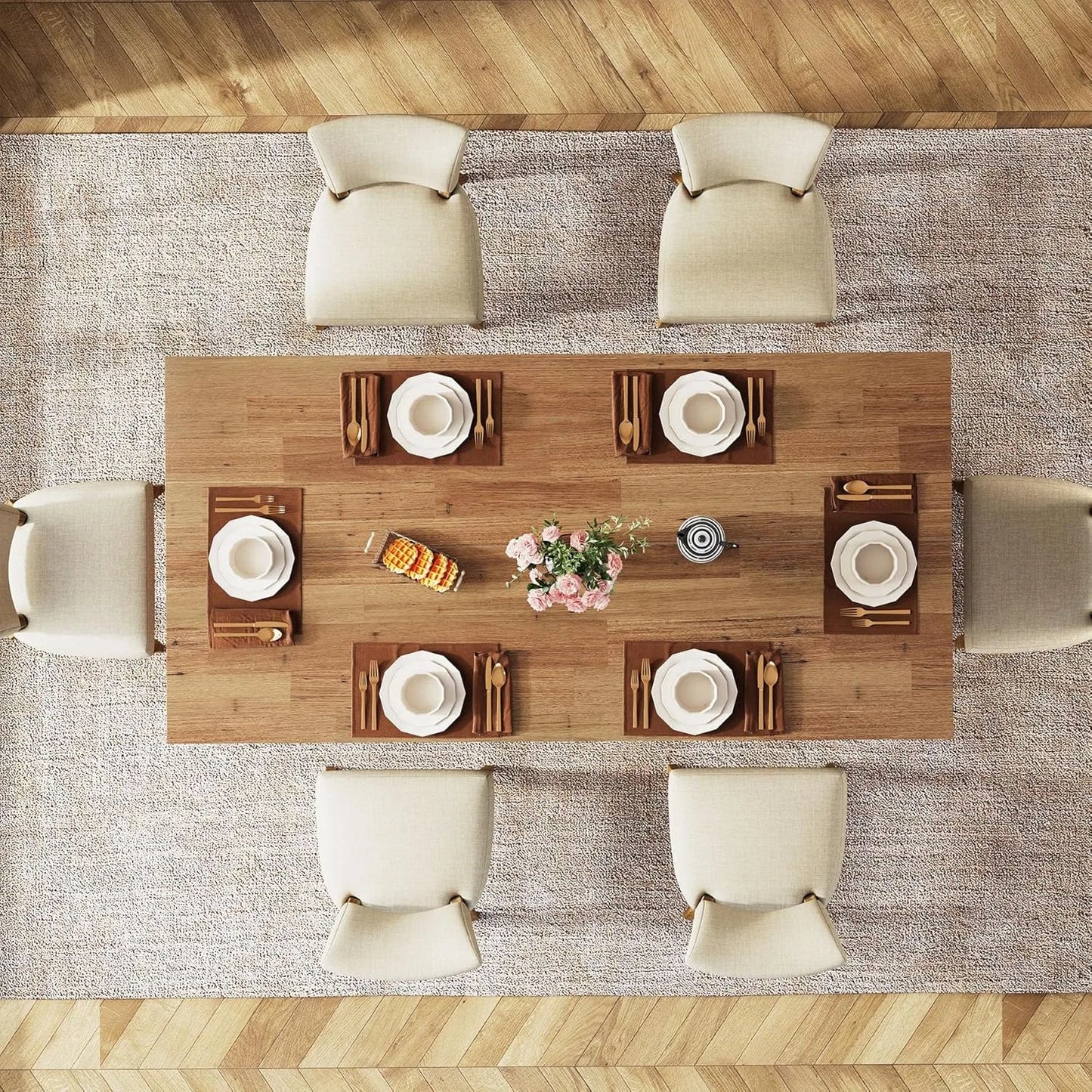 63-Inch Farmhouse Rectangular Dining Table