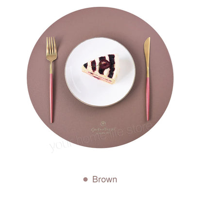 2/4/6-Piece Faux Leather Round Placemats With Coasters