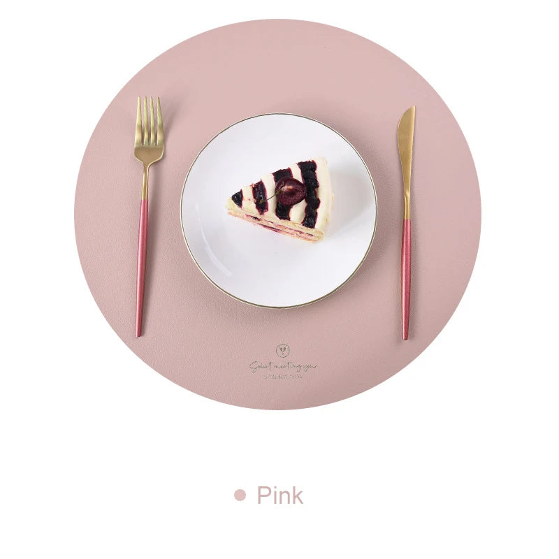 2/4/6-Piece Faux Leather Round Placemats With Coasters