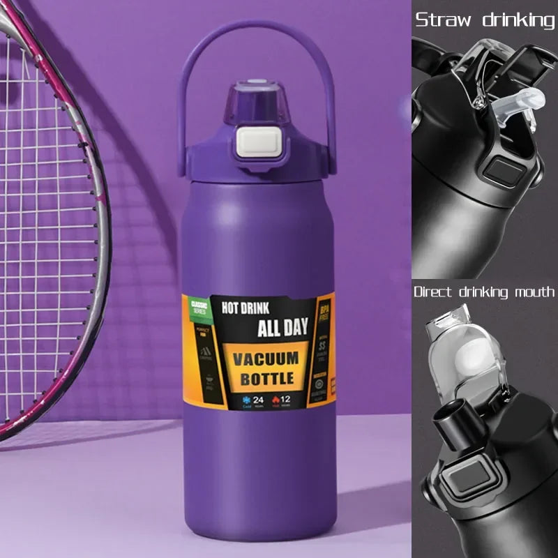 26oz Stainless Steel Vacuum Thermos Bottle with Straw