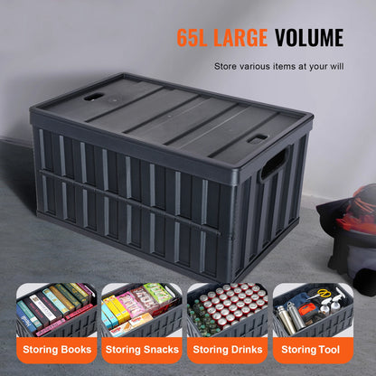 Collapsible Stackable Storage Bins With Folding Lids.