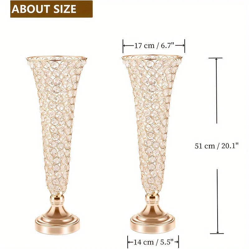 Pair Of 20-Inch Crystal Vases For Celebrations