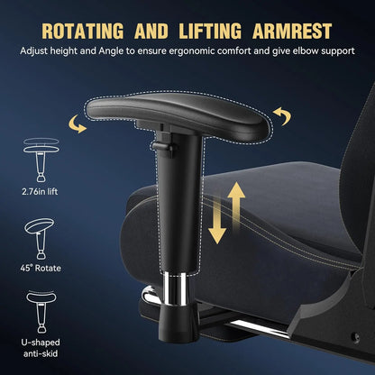 Gaming Chair With Massage Lumbar Footrest