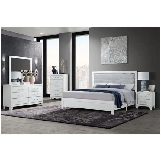 White Full Bedroom Set With LED Lighting