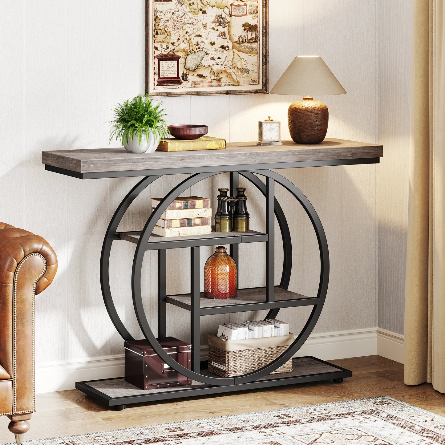Industrial Console Table for Entryway