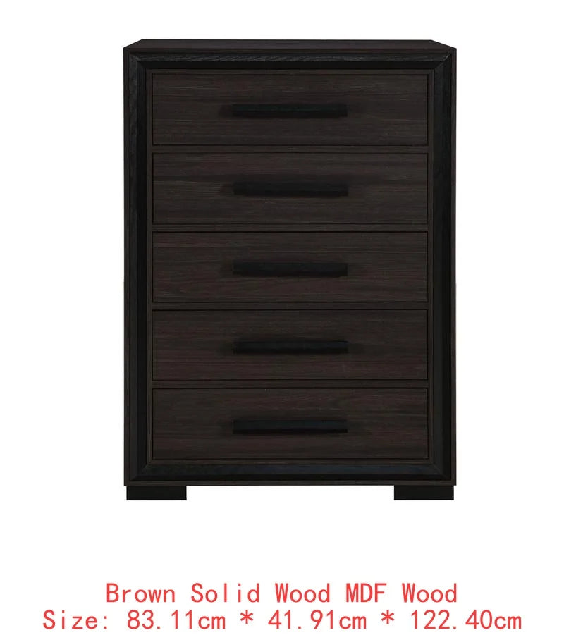 5PC King Bedroom Set Grey & Black