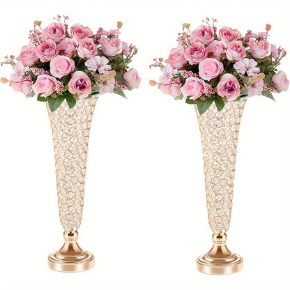 Pair Of 20-Inch Crystal Vases For Celebrations