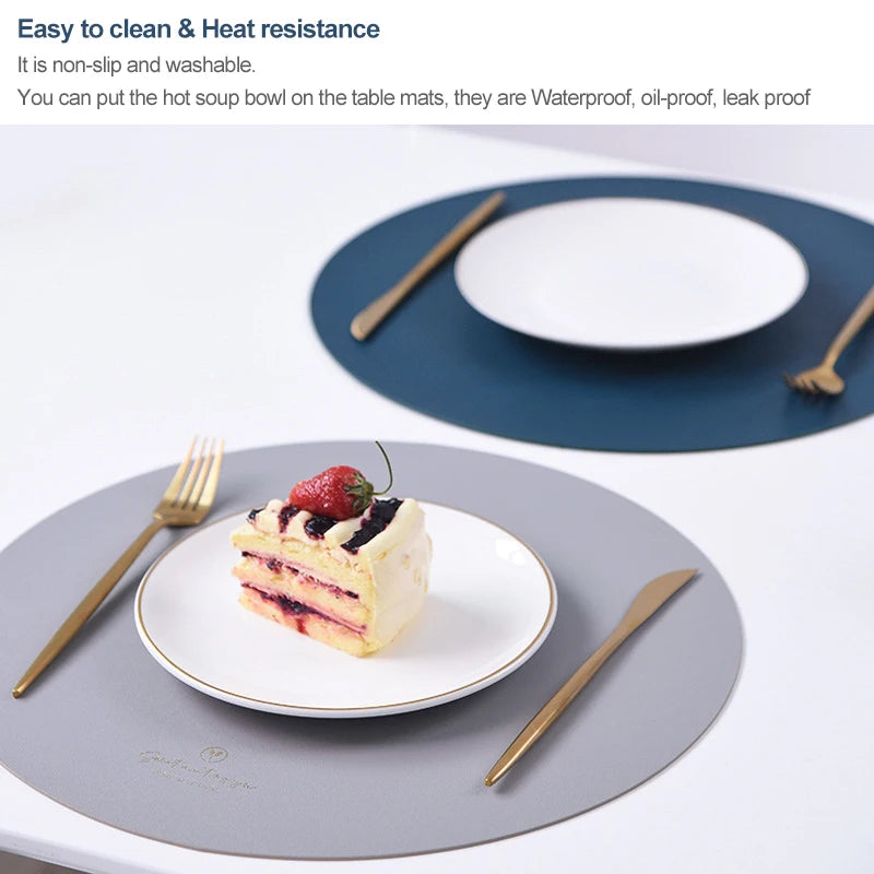2/4/6-Piece Faux Leather Round Placemats With Coasters