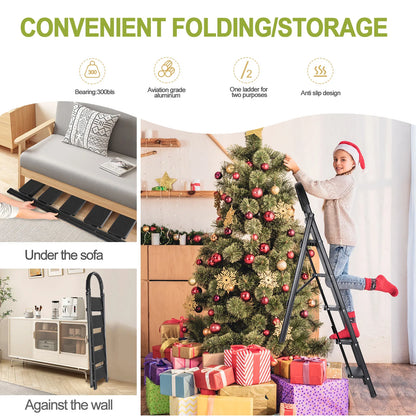 Heavy-Duty Folding Stool With Handrail And Anti-Slip