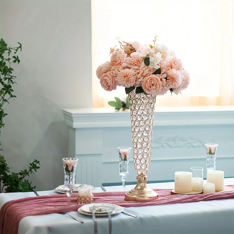 Pair Of 20-Inch Crystal Vases For Celebrations