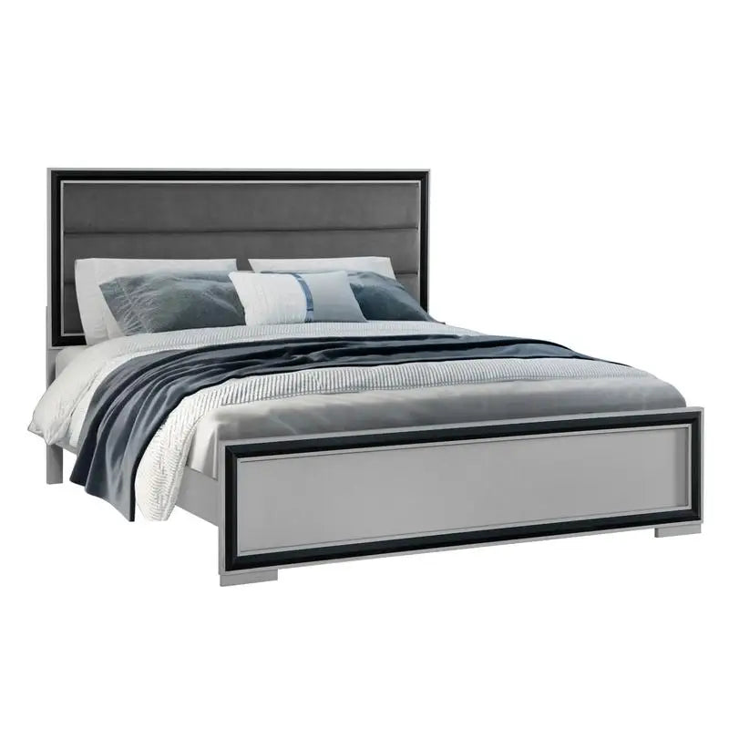 5PC King Bedroom Set Grey & Black