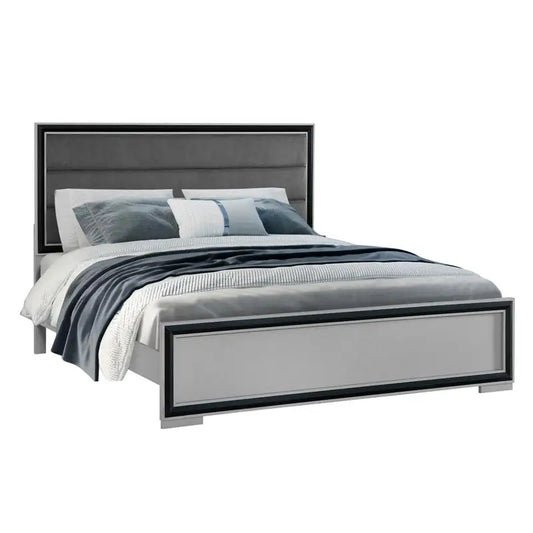 5PC King Bedroom Set Grey & Black