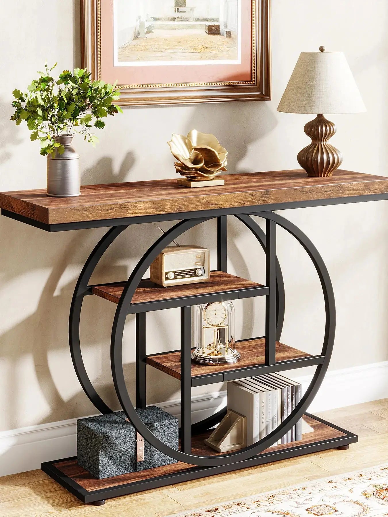 Industrial Console Table for Entryway