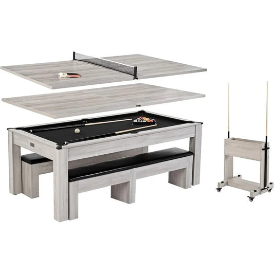 7Ft 3-In-1 Pool Table With Dining Top