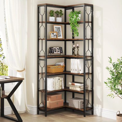 7‑Tier Corner Bookshelf Industrial Shelf