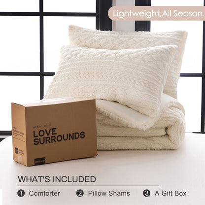 Plush Fleece Sherpa Cotton Bed Comforter Set
