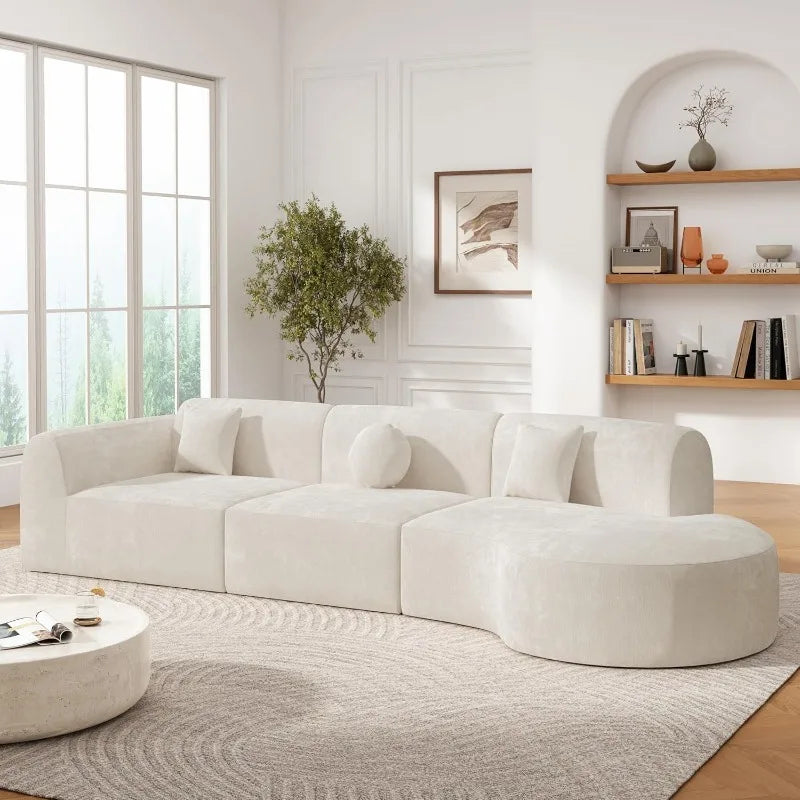 Curved Polyester Sectional Sofa Set