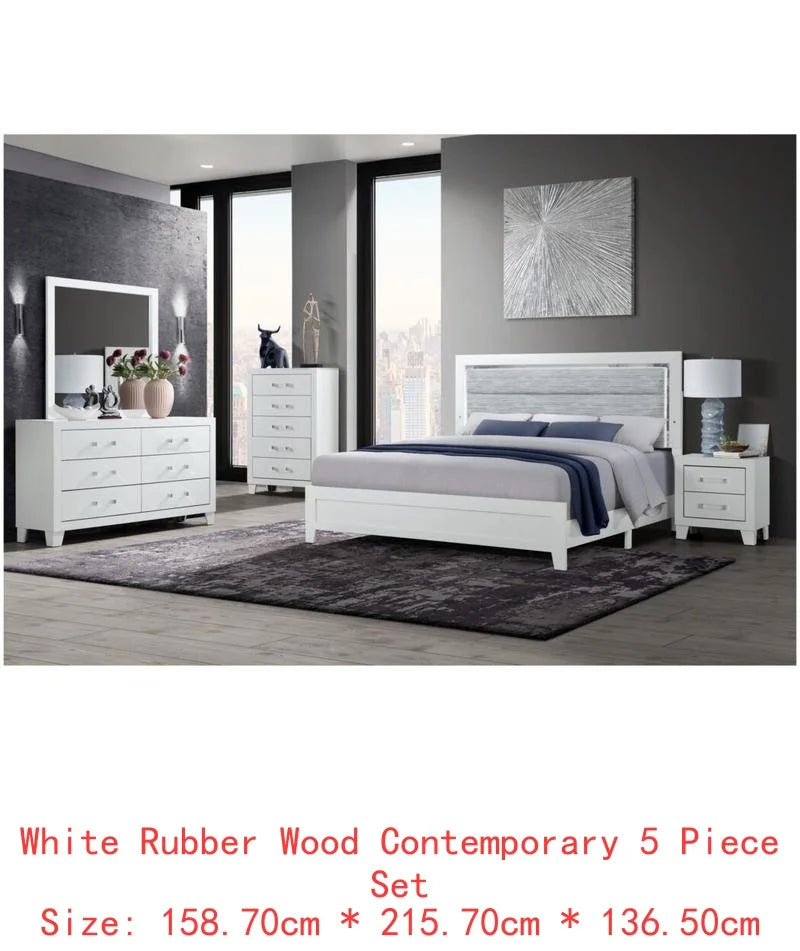 White Full Bedroom Set With LED Lighting
