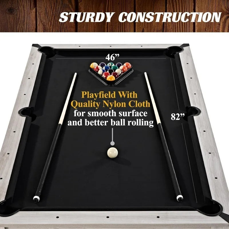 7Ft 3-In-1 Pool Table With Dining Top