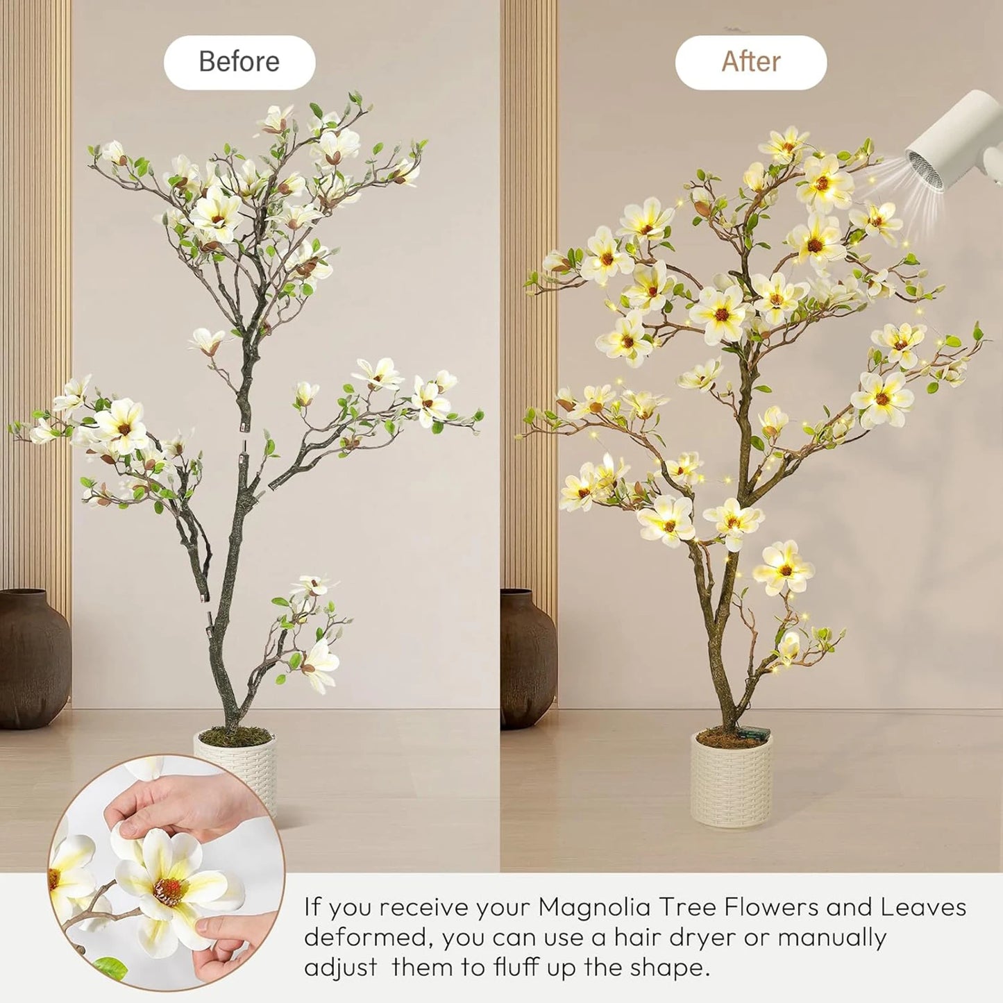 Artificial Magnolia Plant with LED Lights