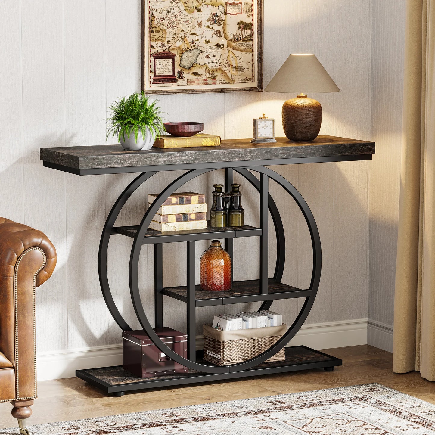 Industrial Console Table for Entryway