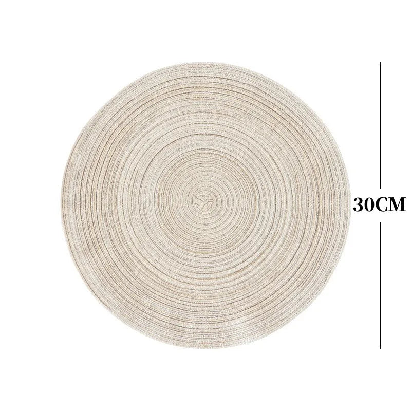 4/2-Piece Round Woven Ramie Table Mats