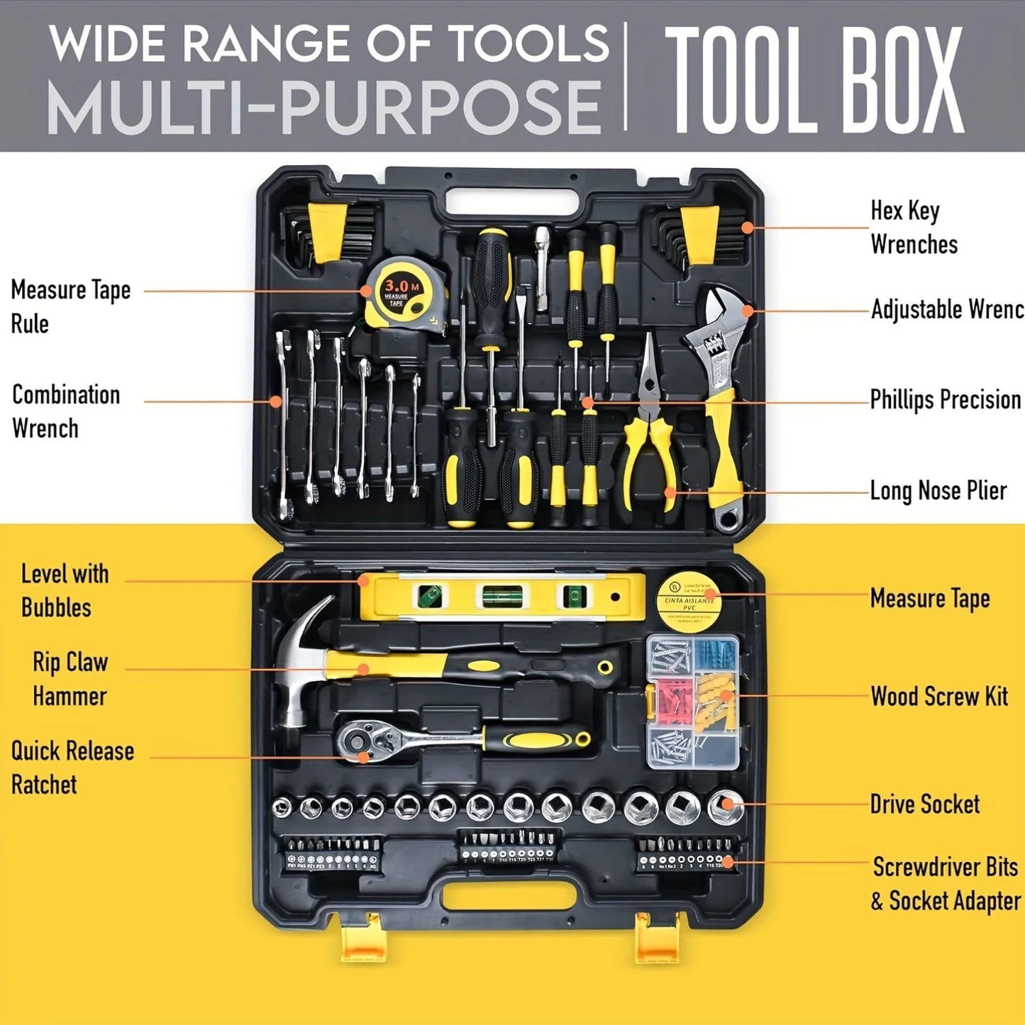 108-Piece Multi-Purpose Tool Set with Storage Box