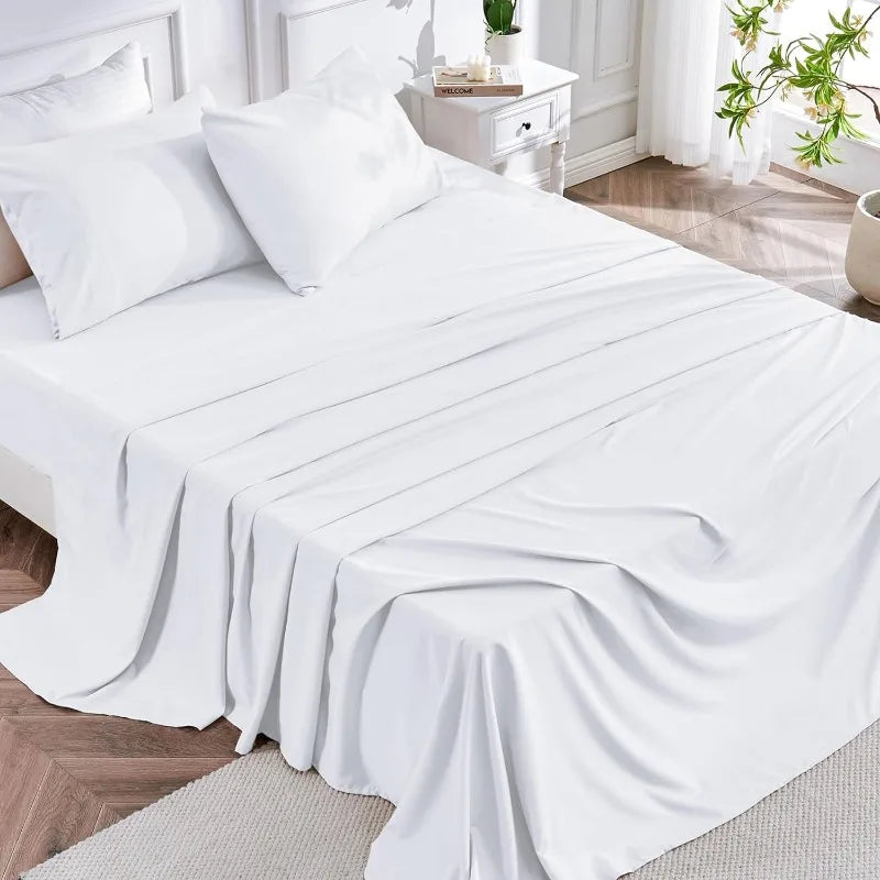 Hotel Luxury 1800 White Sheet Set
